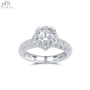 Bague de fiançailles semi-montée en or blanc 18 carats avec diamant naturel, style vintage exclusif fait main, pour femme, à porter comme alliance de mariage - Product Image 2