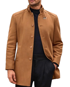 Manteau long épais pour homme tendance 2026 avec bordure en fourrure de vison, tissu Oxford 100% polyester - Product Image 2