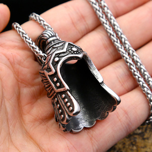 yunnique Stainless Steel Warrior Helmet Pendant Necklace Geometric Design Japanese Korean Style Fashion Jewelry - Product Image 4