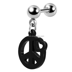 Nuevo estilo clásico de alta calidad para mujer, pendiente de <span class=keywords><strong>aro</strong></span> de acero inoxidable para <span class=keywords><strong>hombre</strong></span>, cartílago, lengua, pezón, labret, joyería <span class=keywords><strong>piercing</strong></span> - Product Image 4