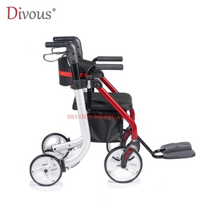 Medical Transport Lightweight Folding Aluminum <b>Rollator</b> <b>Walker</b> with Seat Convenient for Seniors & Elderly Adults - Product Image 2