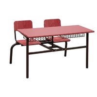 Ensemble de bureau et chaise double pour étudiants, structure en acier, bureau scolaire durable pour salle de classe