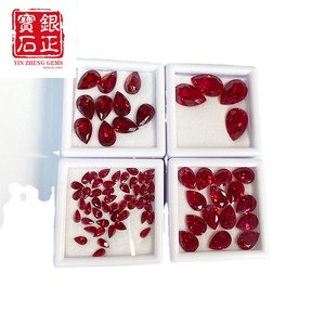 Rubis de sang de pigeon cultivé en laboratoire, forme goutte d'eau, taille brillant, pierre précieuse polie en vrac ; Pierre précieuse colorée cultivée à <span class=keywords><strong>Verneuil</strong></span> en stock - Product Image 1