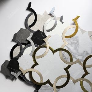 Waterjet Marble <strong>White</strong> Gold PVC Vinyl Peel and <strong>Stick</strong> Mosaic <strong>Stick</strong> <strong>on</strong> Self Adhesive <strong>Tile</strong> for Wall Backsplash Kitchen Bathroom DIY - Product Image 5