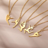 Collier personnalisé, bijoux de gymnastique, bijoux de ballet pour ballerine, danseuse, gymnaste, collier de gymnastique rythmique, bijoux de sport en acier inoxydable