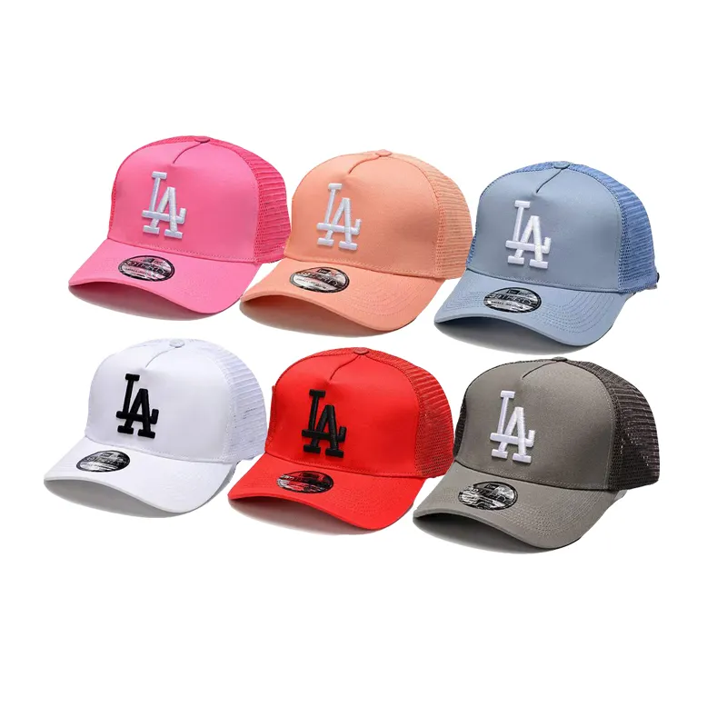 Wholesale New Style 3D Embroidered Logo Fashion Sports Trucker Hat For Caps Outdoor Mesh Hat Curved brim Snap Back Trucker Cap