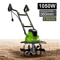 Cultivateur électrique VERTAK 1050W, motoculteur miniature pour le retournement du sol, le labourage et le désherbage dans les jardins et petites terres agricoles.