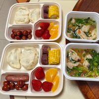 Unisupply Boîte à aliments haut de gamme Boîte à bento en plastique à 4 compartiments avec couvercle hermétique