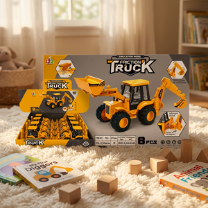 Camion de Construction à Friction en Plastique, Jouet de Simulation, Ensemble de 8 Pièces Articulées, Véhicule d'Ingénierie, Blocs de Construction pour Enfants de 2 à 4 Ans - Product Image 5