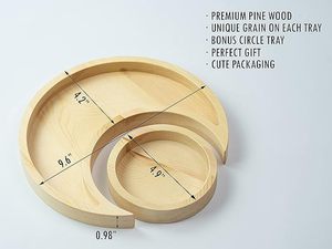 Supporto per disco rotondo vassoio luna-vassoio di pino, utilizzato per la conservazione di cristalli di pietra, bohémien decorazioni per la casa oli essenziali anelli per gioielli - Product Image 2