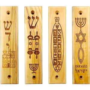 Mezuzá de madera de olivo con rollo de <span class=keywords><strong>Diez</strong></span> Mandamientos decoración religiosa para el hogar para puerta y pared arte de pared de Casa mesiánica judía - Product Image 3