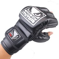 Gants de boxe professionnels mi-doigts (matériau PU) pour adultes - Entraînement MMA, combat libre, style UFC, sac de frappe - Hommes/Femmes