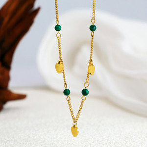 Collar de Joyería con Colgante de Corazón de Turquesa Natural, Chapado en Oro de 18k, Acero Inoxidable 316L, Resistente al Agua y al Deslustre, para Mujer - Product Image 1