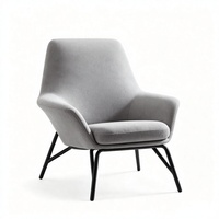 Fauteuil d'appoint moderne en tissu gris clair, fauteuil ergonomique avec structure en fer pour salon et villa