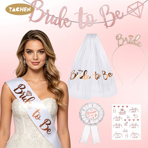YACHEN Décorations de fête pour future mariée : Bannière Or Rose, Diadème, Écharpe et Voile pour future mariée, pour Douche nuptiale et Enterrement de vie de jeune fille - Product Image 1