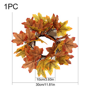 Guirnalda de hojas de arce artificiales de 30 cm, decoración redonda de flores de seda para el hogar en Acción de Gracias, decoración de ventanas de otoño - Product Image 5