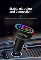 Chargeur de voiture 90W 4 ports double USB double Type C QC3.0 PD3.0 LED à coins arrondis 12V24V OEM ODM pour téléphone portable, charge super rapide