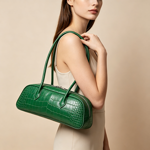 Bolso de Hombro Tipo Baguette de Cuero con Grabado de Cocodrilo OEM, Bolso de Mano Retro con Cremallera para Mujer, Bolso de Moda para Uso Diario y Salidas - Product Image 2