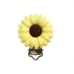 Cuentas de crisantemo para dentición de bebé sin BPA, cadena de chupete DIY, forma de flor, Clip de chupete de silicona, dibujos animados, 10 colores - Product Image 6