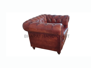 Elegante Sofá Chesterfield de una Plaza con Tapicería de Cuero Premium, Diseño Clásico con Botones Profundos, Asiento Confortable - Product Image 4