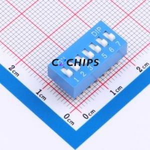 DS-07-B DIP Switch Through hole Component (THT) Switch ( Number of Switch Sections: 6 )( Lead Spacing: 2.54mm )( Color: Red ) - Product Image 1