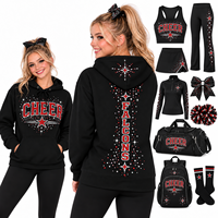 Hoodie Cheerleading Custom Berhias Rhinestone, Sweatshirt Tim untuk Remaja Putri, Pakaian Latihan Cheer, Pullover Logo Personal