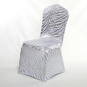 Fodere per sedie di design con motivo stampato argento universale in stile di lusso per il matrimonio