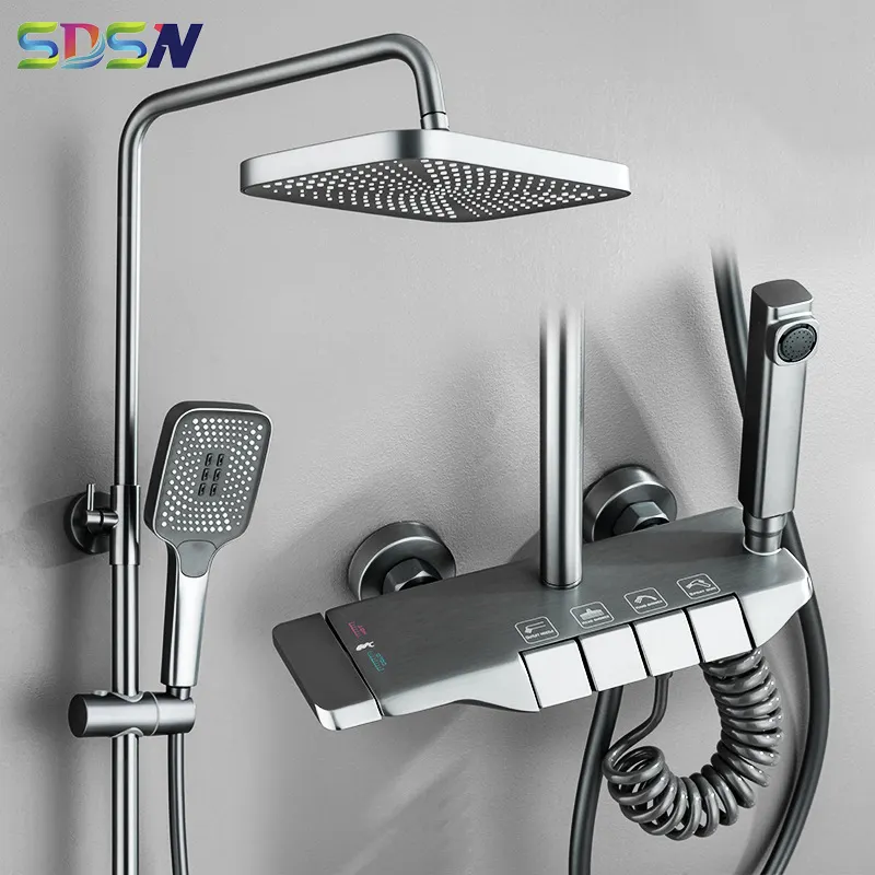 Душевая система SDSN Piano для ванной комнаты, качественная латунная термостатическая Душевая система, Новая Серая душевая панель Tiktok для ванной комнаты