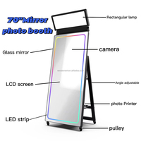 Ernst E360M40 Slim Miami Selfie Smart Mirror Magic Glass Metal Shell Kiosk Photobooth Printer 65" Flight Case 2K for 1500D