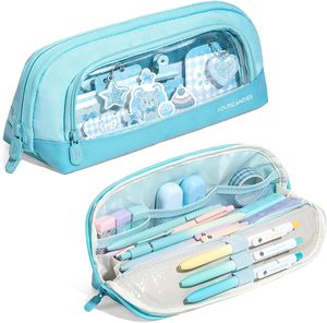 Trousse à crayons mignonne à fermeture éclair, grande capacité, motif quatre bonbons, couleur violette |   Doublure intérieure en PP résistante aux taches Tissu Oxford imperméable - Product Image 2