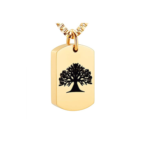 Collana con Ciondolo Urna Quadrata Ortodossa in Acciaio Inossidabile Placcato Oro Rosa, Incisa con Albero della Vita, Lusso Moderno Fatto a Mano, Eco-Friendly - Product Image 4