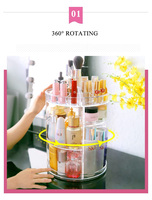 Boîte de rangement en acrylique cosmétique, support de maquillage rotatif à 360 degrés, organisateur de maquillage en acrylique transparent