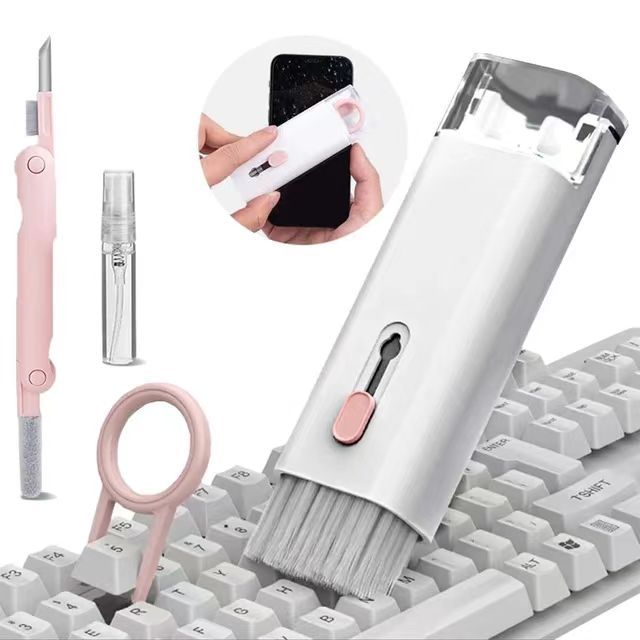 Portable 7 in 1 Multifunctional Clean Tool Kit Computer Keyboard Cleaner Brush Set Mobile Screen Earphone Earbuds Cleaner Set