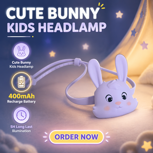 Lampe <span class=keywords><strong>frontale</strong></span> LED rechargeable USB portable, design créatif en forme de lapin, mini jouet d'urgence doux pour bébé, idéale comme cadeau - Product Image 3