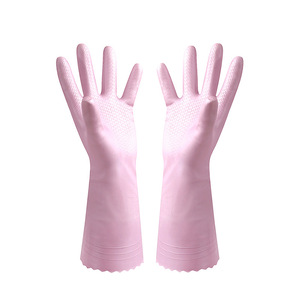 Gants de vaisselle floqués 32 cm, épaissis, imperméables, usage domestique, collection Printemps 2026, couleur unie, en PVC - Product Image 5