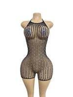 Tenue de danse de salon une pièce sexy à bretelles halter, ornée de strass et de dentelle, en Spandex/Nylon pour femme adulte W.E. En stock