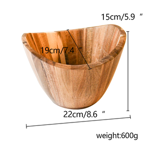 Handmade Natural Wooden <b>Large</b> Acacia Wave Serving <b>Bowl</b> for Fruits or Salads - Product Image 6