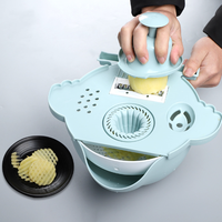 Multifunctionele handmatige plastic groente- en fruitsnijder, rasp, schaaf, afgietbak, snijders, 7-in-1 keukenaccessoires
