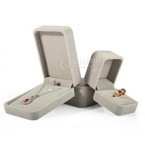 Premium Beige Velvet Jewelry Gift Box With Soft Lining For Rings Necklaces And Pendants Wholesale - Product Image 1