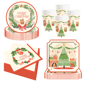 DAMAI - Juego de Platos de Papel Desechables Cuadrados y Redondos para Postres, Decoración para Fiestas Navideñas - Product Image 5