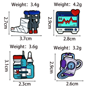 Monitor de Sinais Vitais de Equipamento Médico em Estilo <span class=keywords><strong>Cartoon</strong></span>, Crutches, Monitor de Pressão Arterial, Pins de Lapela de Esmalte - Product Image 2