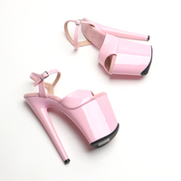 20CM / 8 pouces brevet PU supérieur femmes Sexy talon haut plate-forme Peep Toe bride à la cheville sandale pôle chaussures de danse