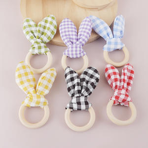 Accessoires de table pour le dîner de Pâques <span class=keywords><strong>et</strong></span> de la fête du printemps, lot de 6 décorations de table à carreaux pastel, anneaux de serviette <span class=keywords><strong>en</strong></span> <span class=keywords><strong>tissu</strong></span> écossais avec oreilles de lapin pour Pâques - Product Image 2