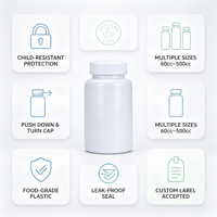 60cc 100cc 150cc 225cc 300cc 500cc Beyaz Plastik Şişe Çocuk Güvenlikli Kapak