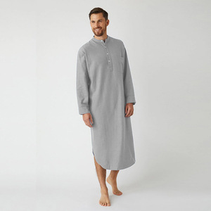 Túnica Larga de Algodón Transpirable para Hombre Musulmán, Estilo Vintage, con Botones y Estampado Floral, Camisa Árabe de Manga Larga - Product Image 2