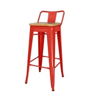 Chaise de bar vintage en métal et fer haute commerciale empilable pour extérieur coloré dossier bas tabourets de bar de comptoir logo personnalisé