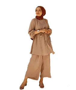 Ait أحدث تصميم OEM ملابس إسلامية مجموعة عباية عربية إسلامية من قطعتين