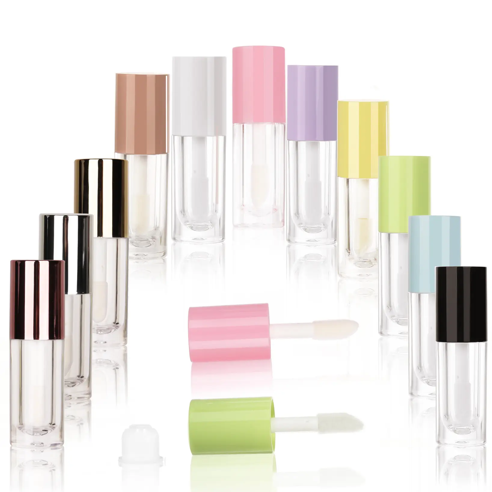 DX wholesaler oem customizable makeup 6ml rounded plastic lipgloss tubes cosmetic tube packaging lip gloss tubes