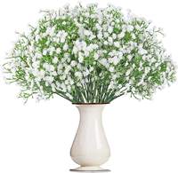 Bouquet de Fleurs Artificielles Gypsophile Blanches en Plastique, Mini Souffle de Bébé Faux pour Décoration Murale, Guirlande ou Table de Mariage