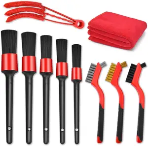 10 Pcs Auto Car Detailing Brush Set Includes 5 Different Sizes Car Detailing Brush for Cleaning Wire Brush Set Car Detailing